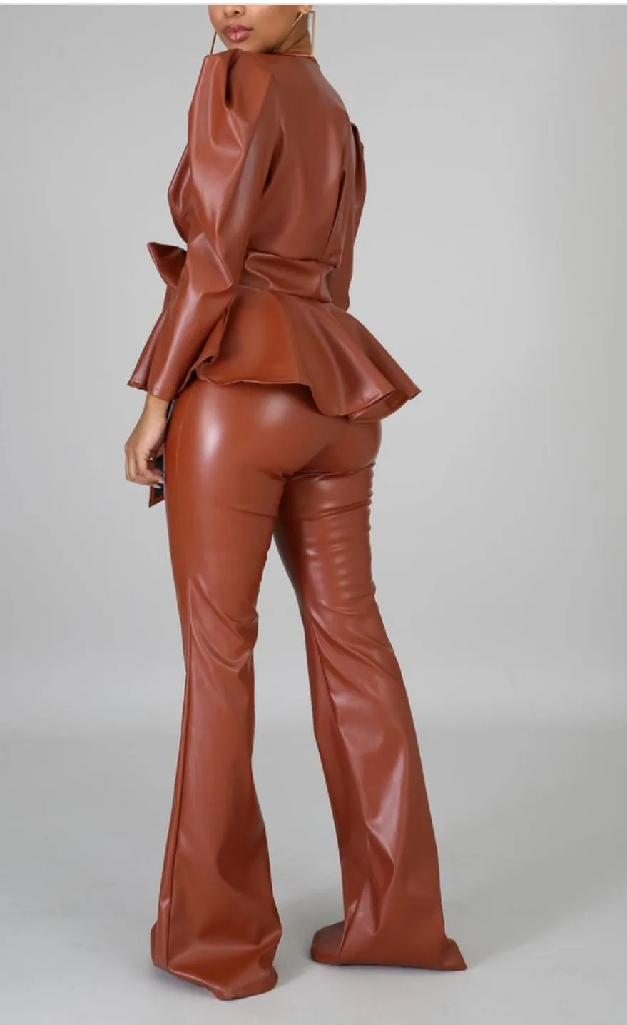 1 Small Left 💥Leather Crown Shoulder Jacket & Pants Set