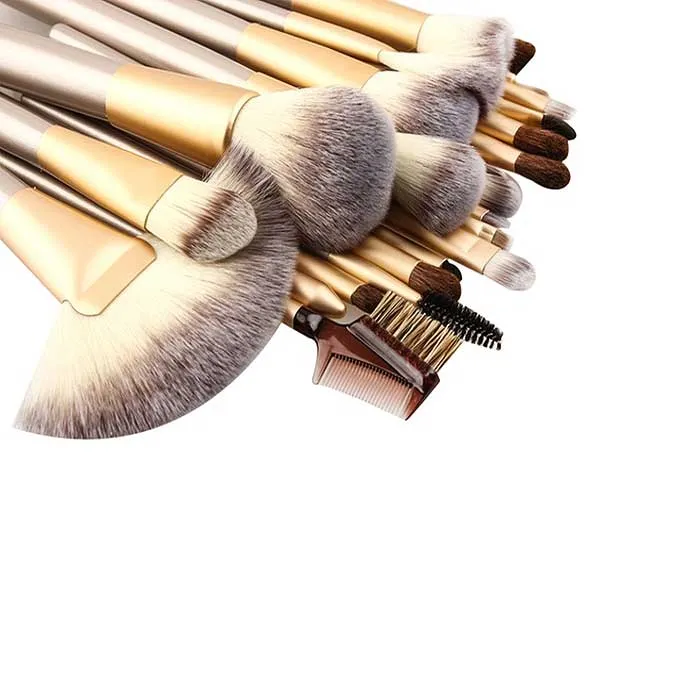12-Piece: Professional Champagne-Colored Makeup Brush Set