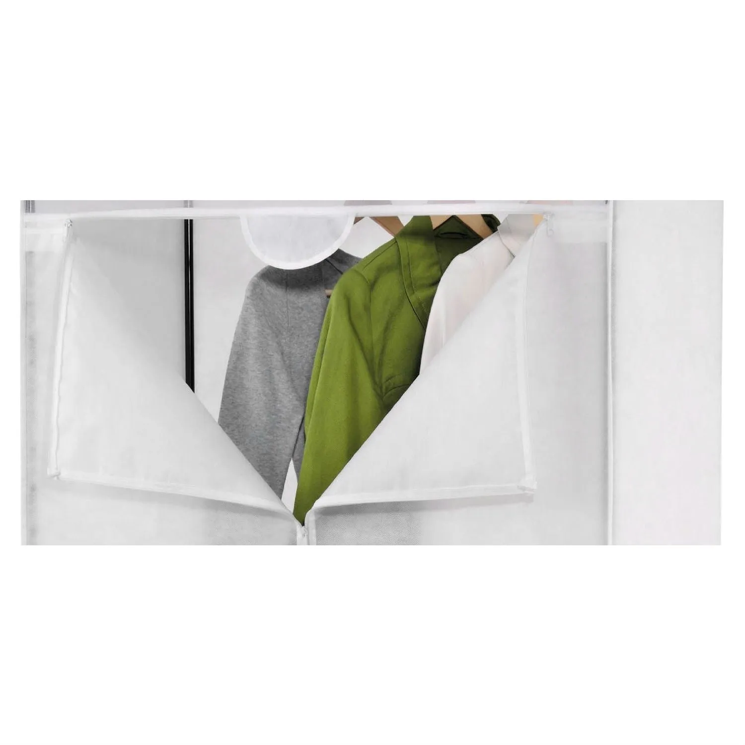 36-inch White Portable Closet Clothes Organizer Wardrobe