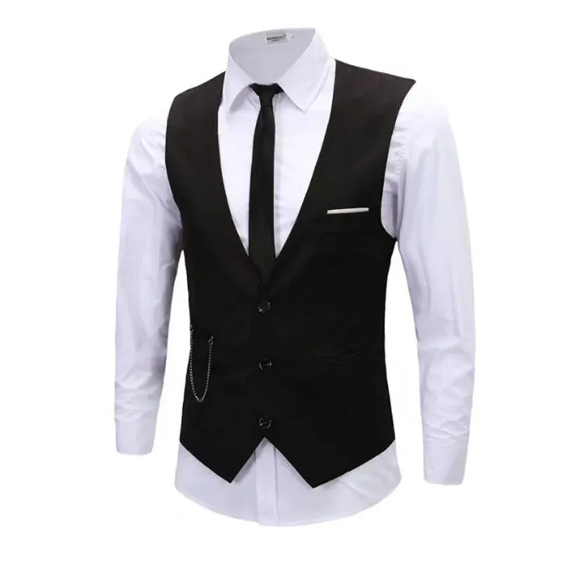 7XL High Quality Dress Vests For Men Slim Fit Mens Suit Vest Male