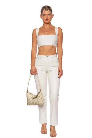 90's Pinch Waist Long Leather Jean