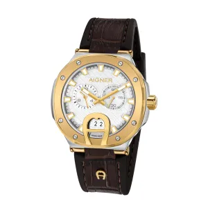 Aigner Men's Stainless Steel Case Leather Silver Dial Watch