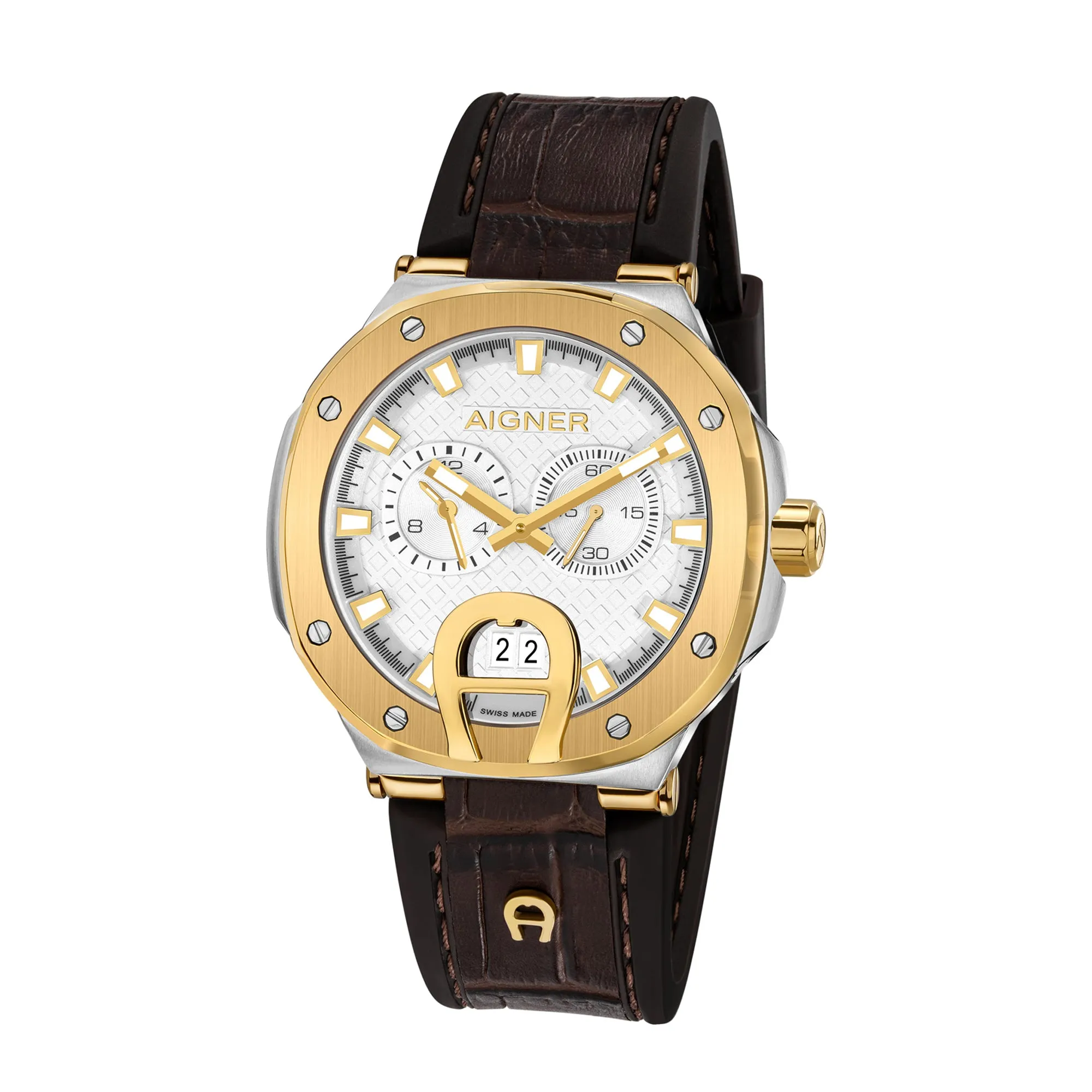 Aigner Men's Stainless Steel Case Leather Silver Dial Watch