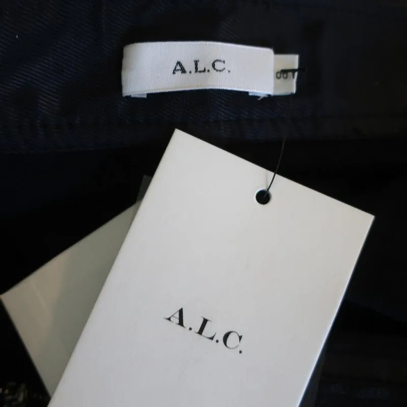 A.L.C. Wide Leg Cropped Pants Wiles Black Faux Leather Size 00 NEW