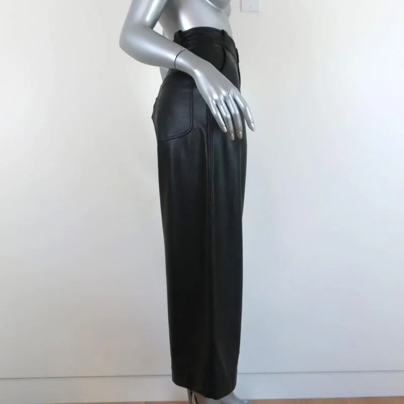A.L.C. Wide Leg Cropped Pants Wiles Black Faux Leather Size 00 NEW