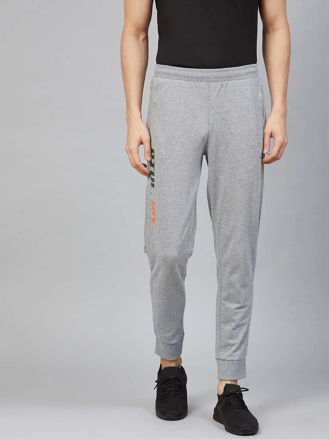 Alcis Men Grey Melange Solid Track Pants