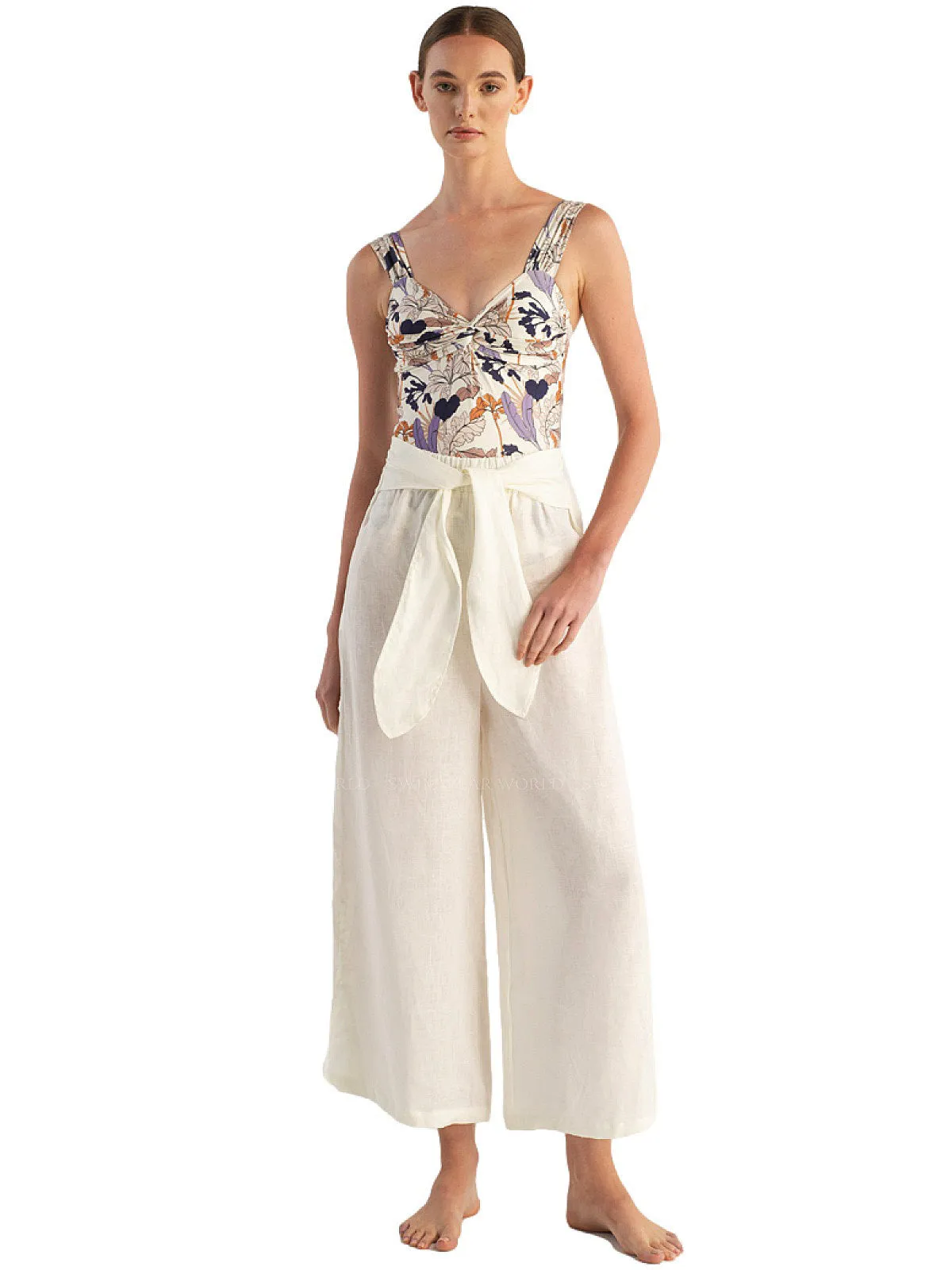 Alma Ivory Linen Pants ::RET
