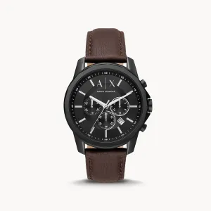 Armani Exchange Men's Chronograph Brown Leather Watch