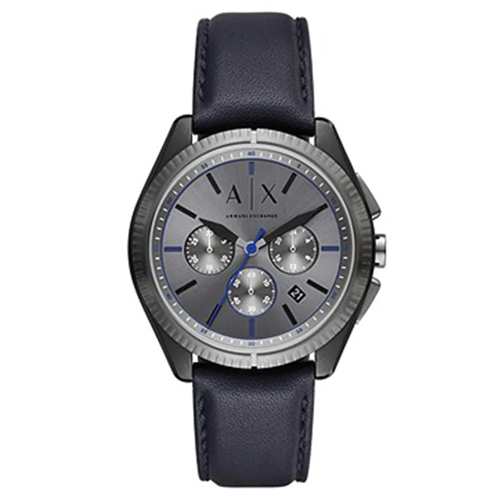Armani Exchange Men's Chronograph Navy Leather Watch