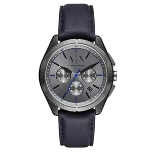 Armani Exchange Men's Chronograph Navy Leather Watch