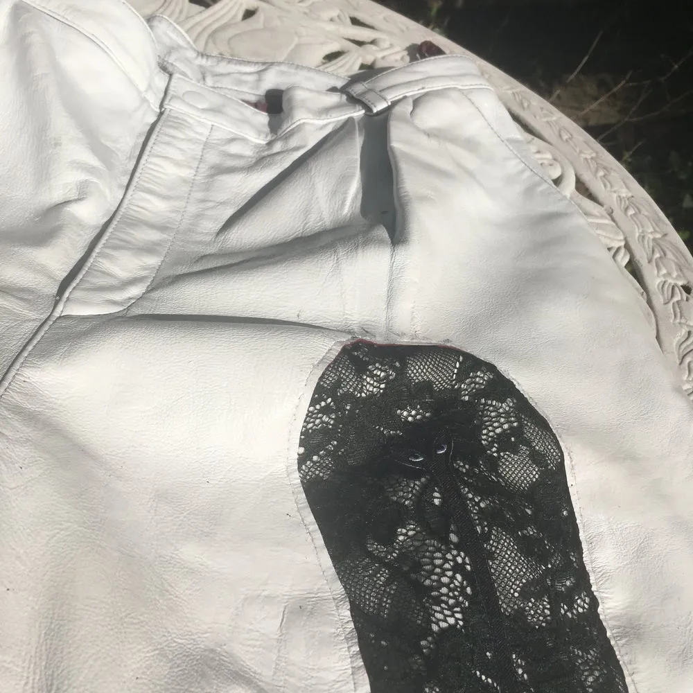 Black Aya white leather shorts