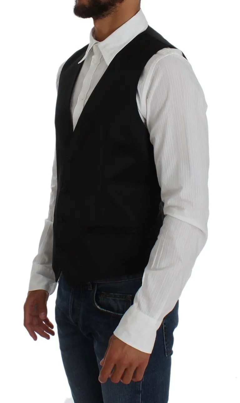 Black Full Button Dress Formal Vest