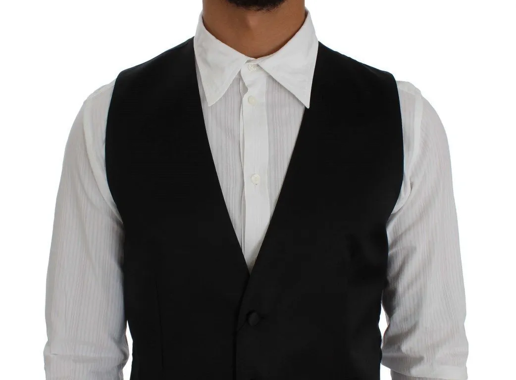 Black Full Button Dress Formal Vest