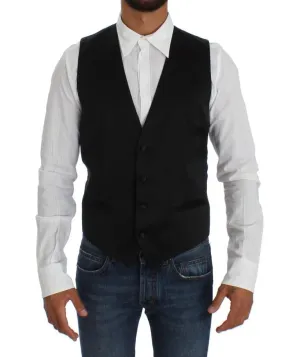 Black Full Button Dress Formal Vest