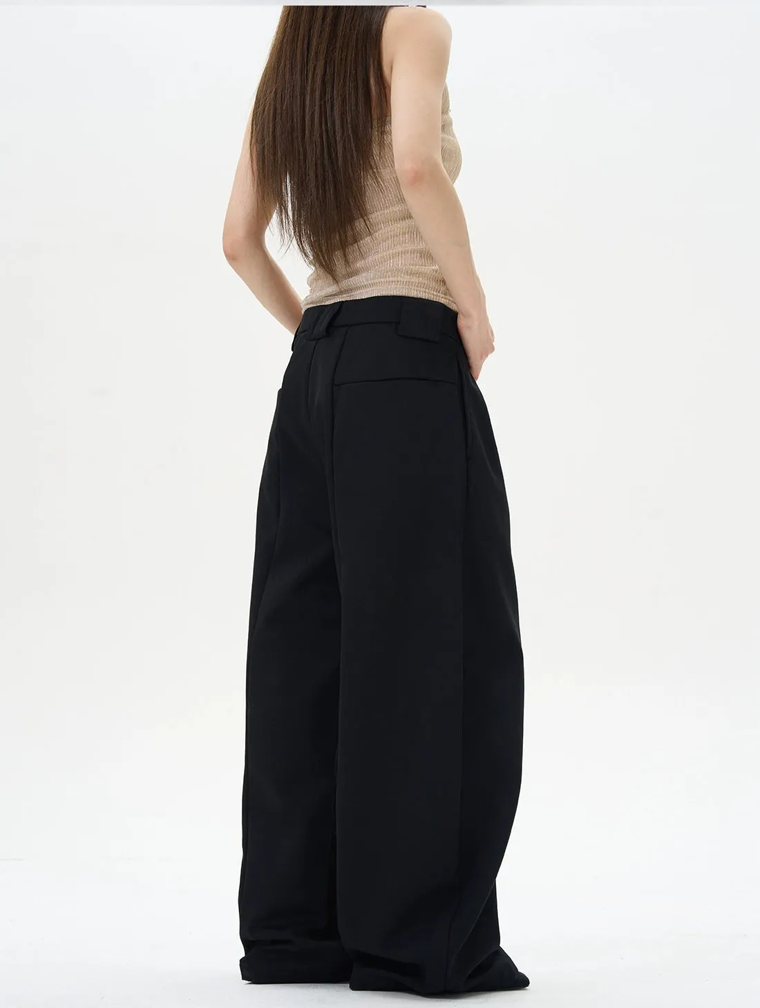 Black Straight Wide-leg Pants