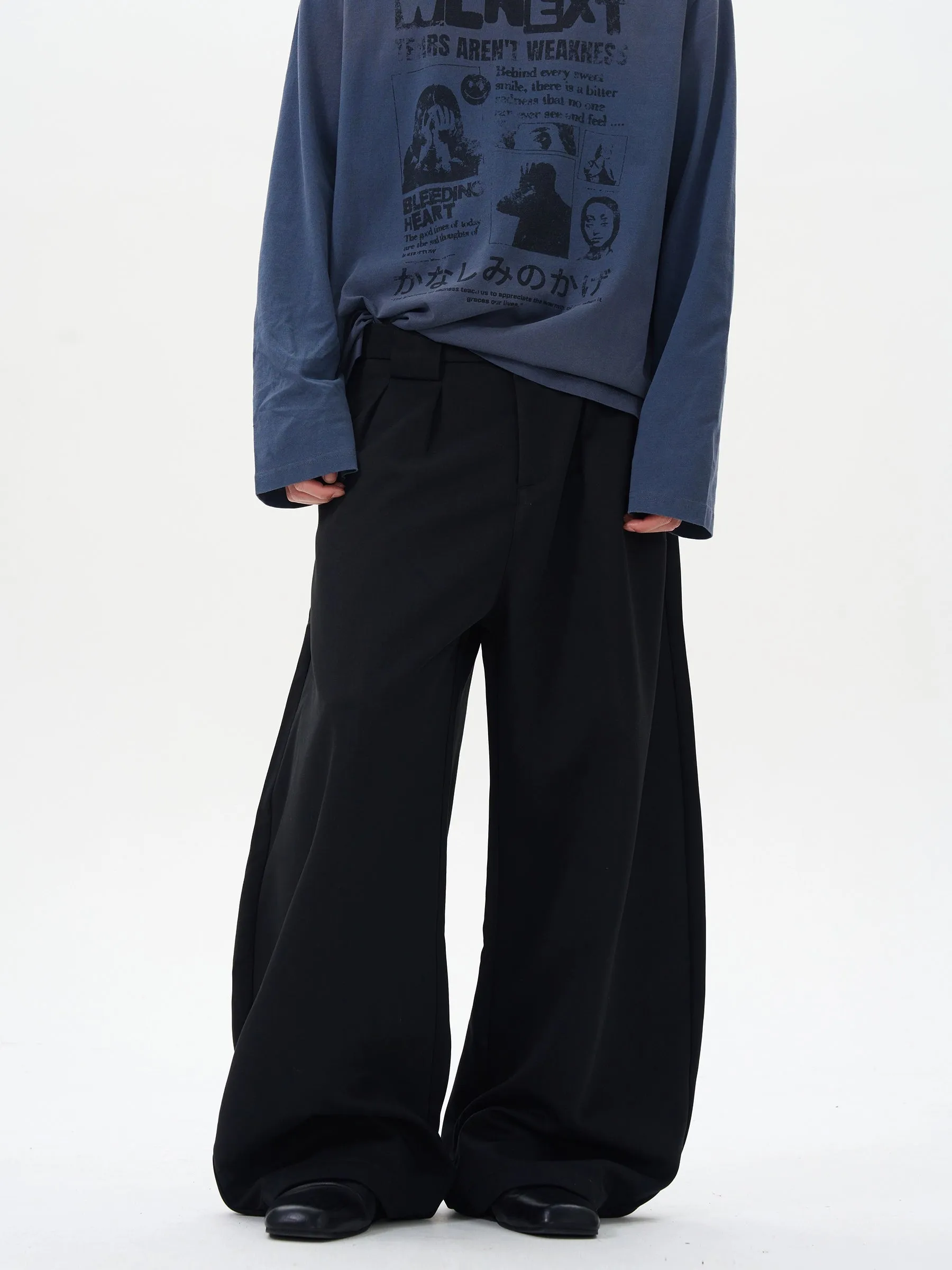 Black Straight Wide-leg Pants