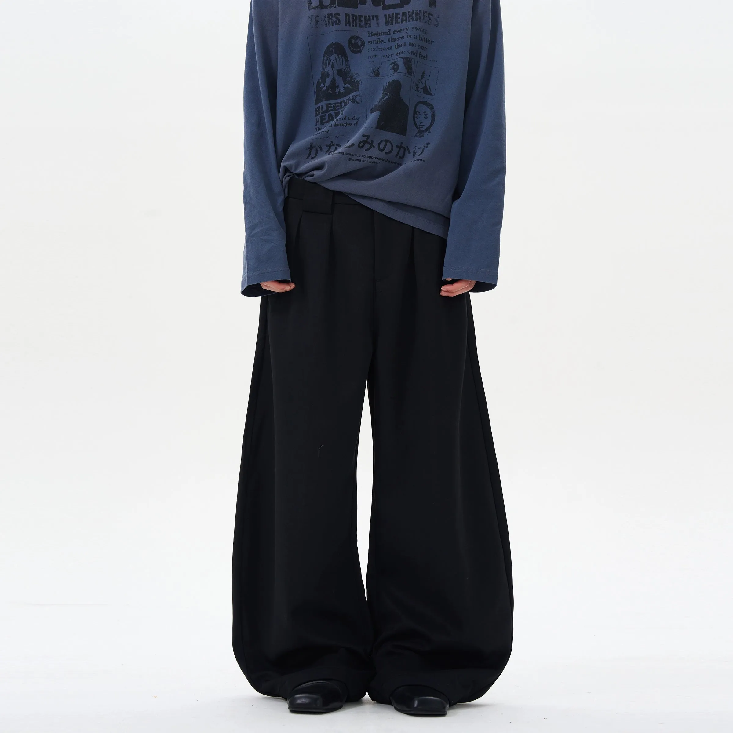 Black Straight Wide-leg Pants