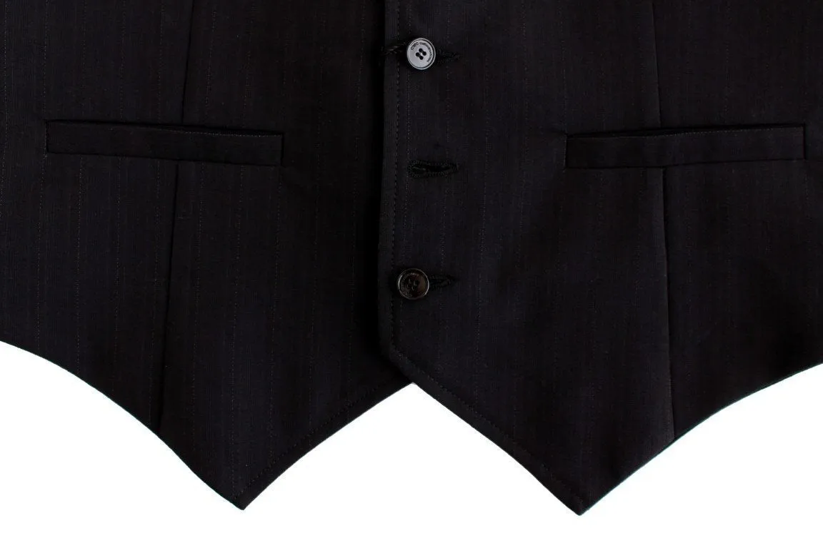 Black striped cotton casual vest
