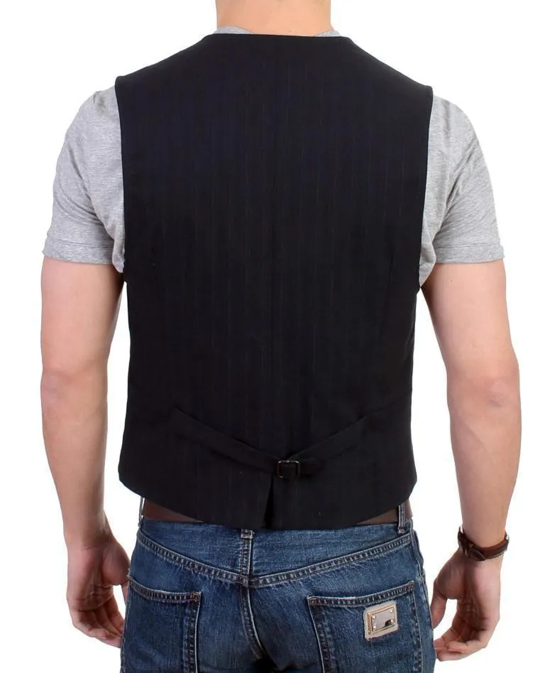 Black striped cotton casual vest