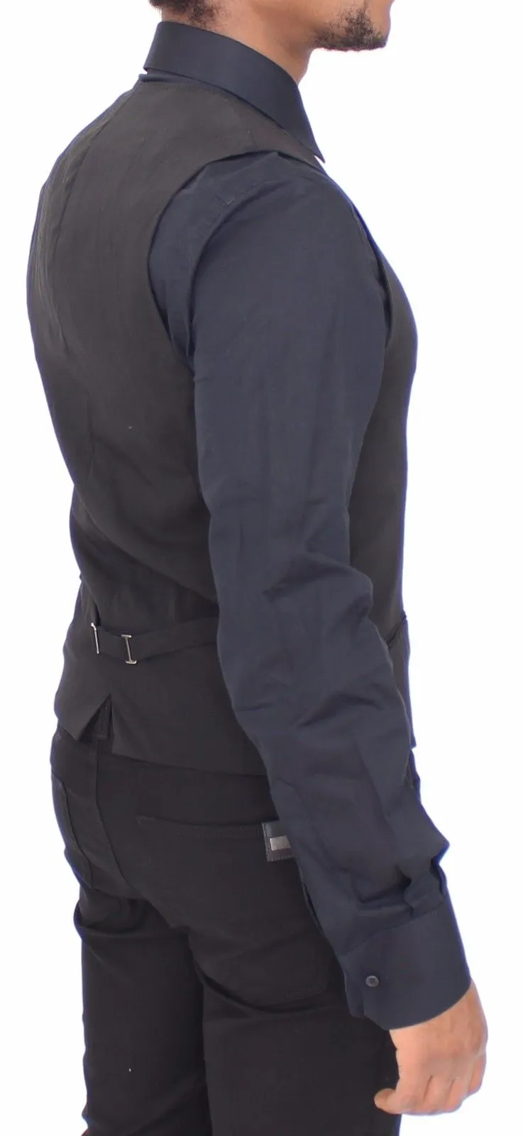 Black Wool Formal Dress Vest Gilet Jacket