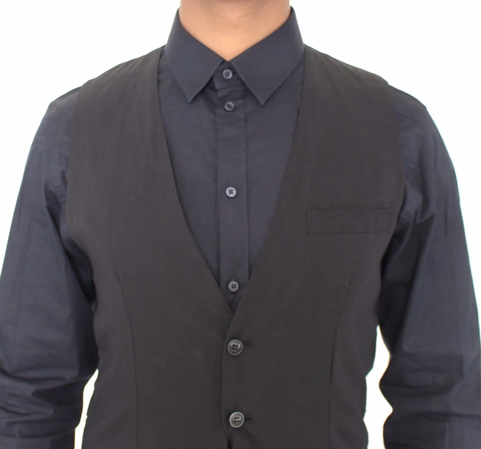 Black Wool Formal Dress Vest Gilet Jacket