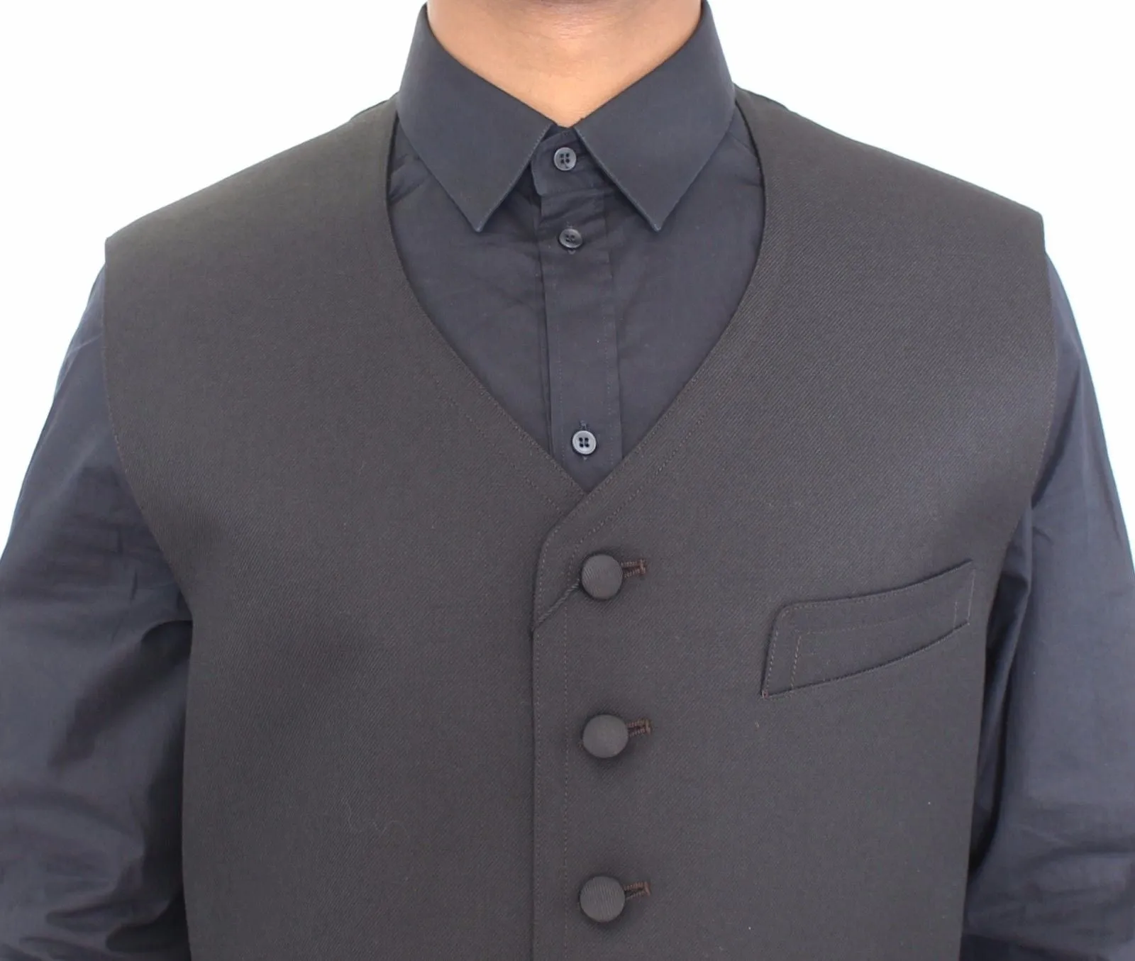 Black Wool Formal Dress Vest Gilet Jacket