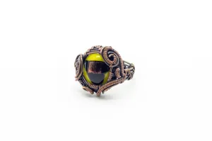 Black, Yellow, and Gold Woven Copper Ring