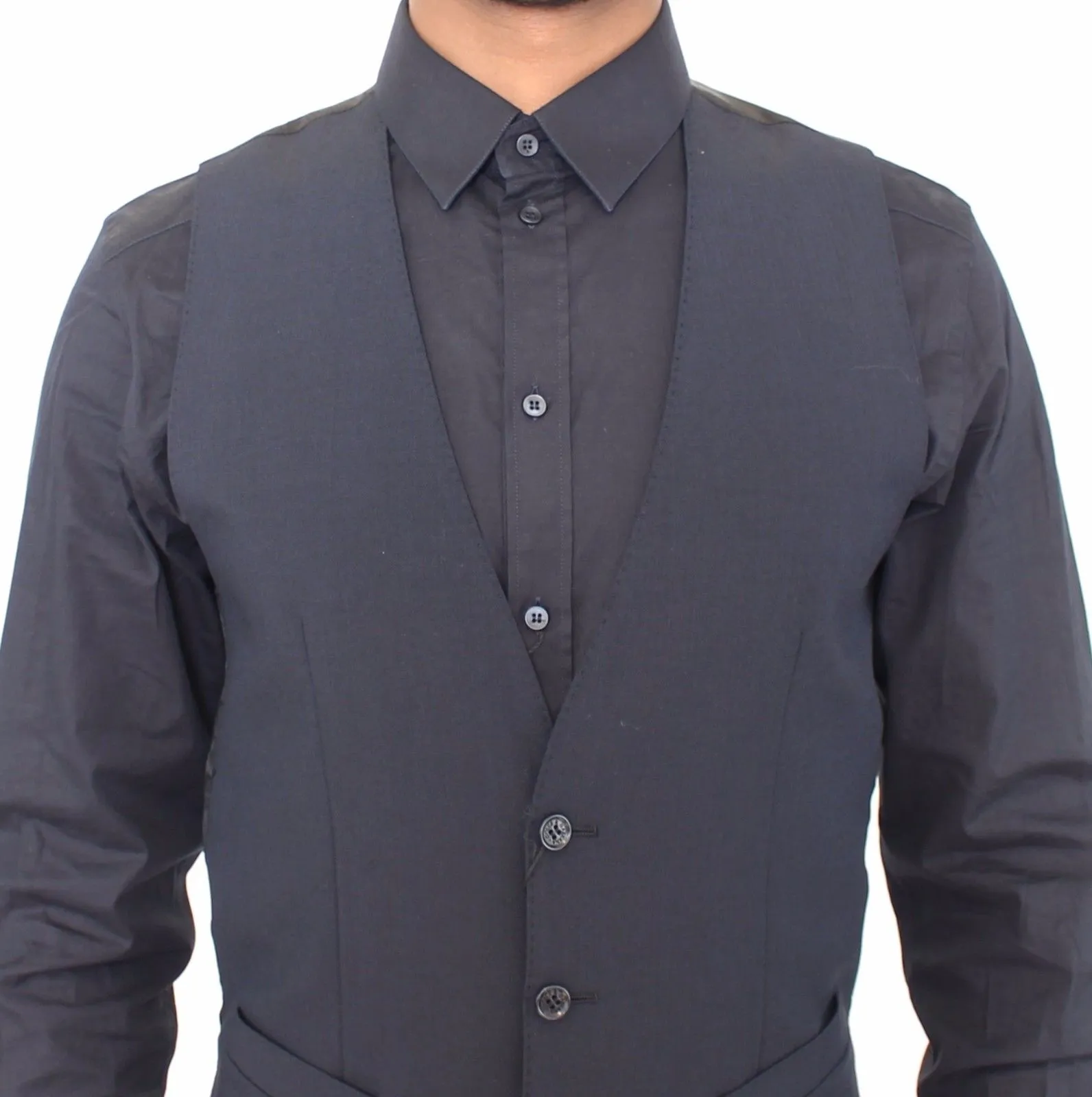 Blue Wool Formal Dress Vest Gilet