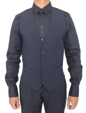 Blue Wool Formal Dress Vest Gilet