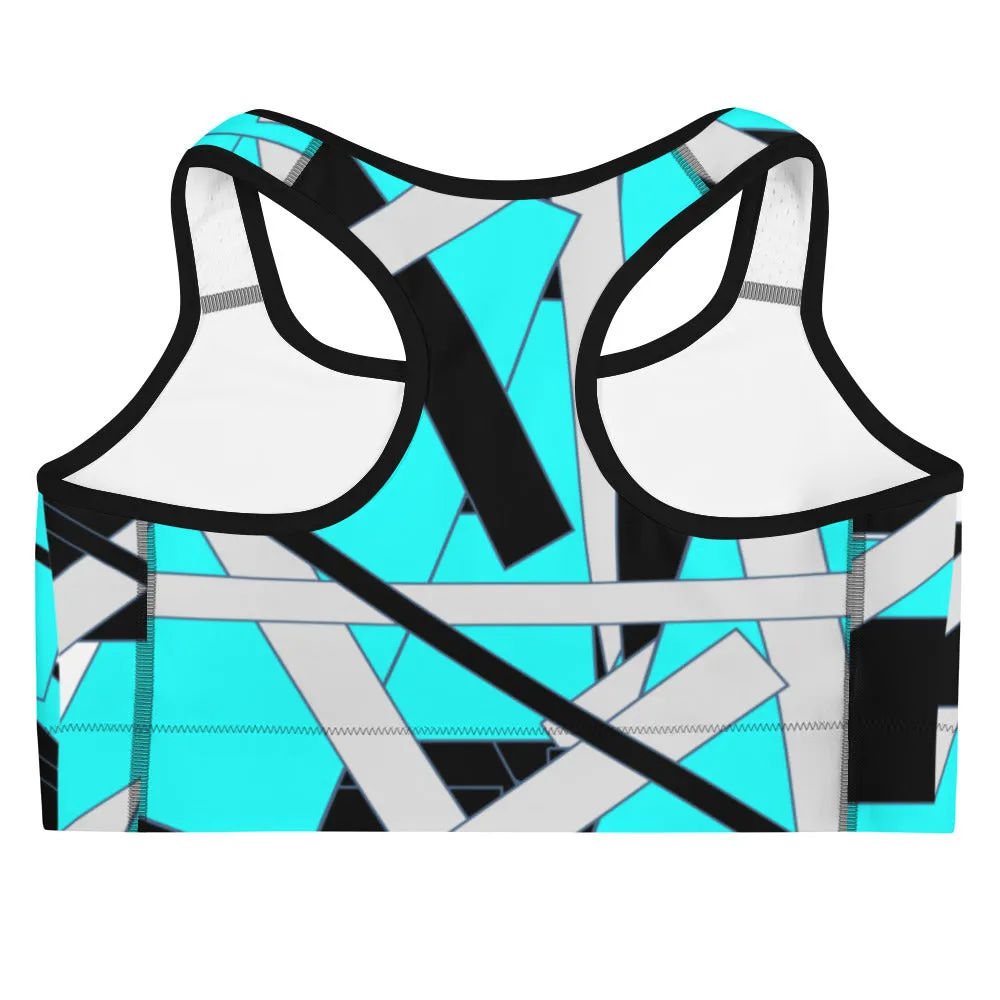 Bright Blue Geometric Sports bra