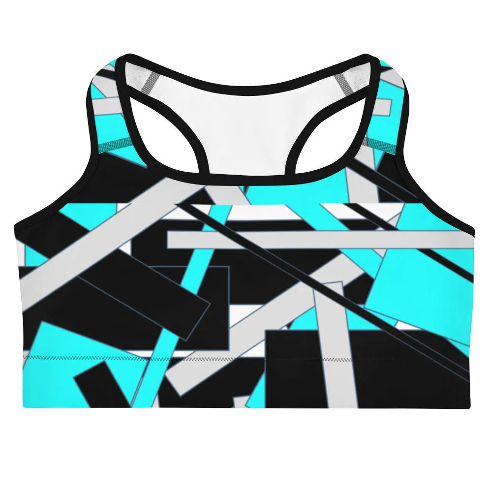 Bright Blue Geometric Sports bra