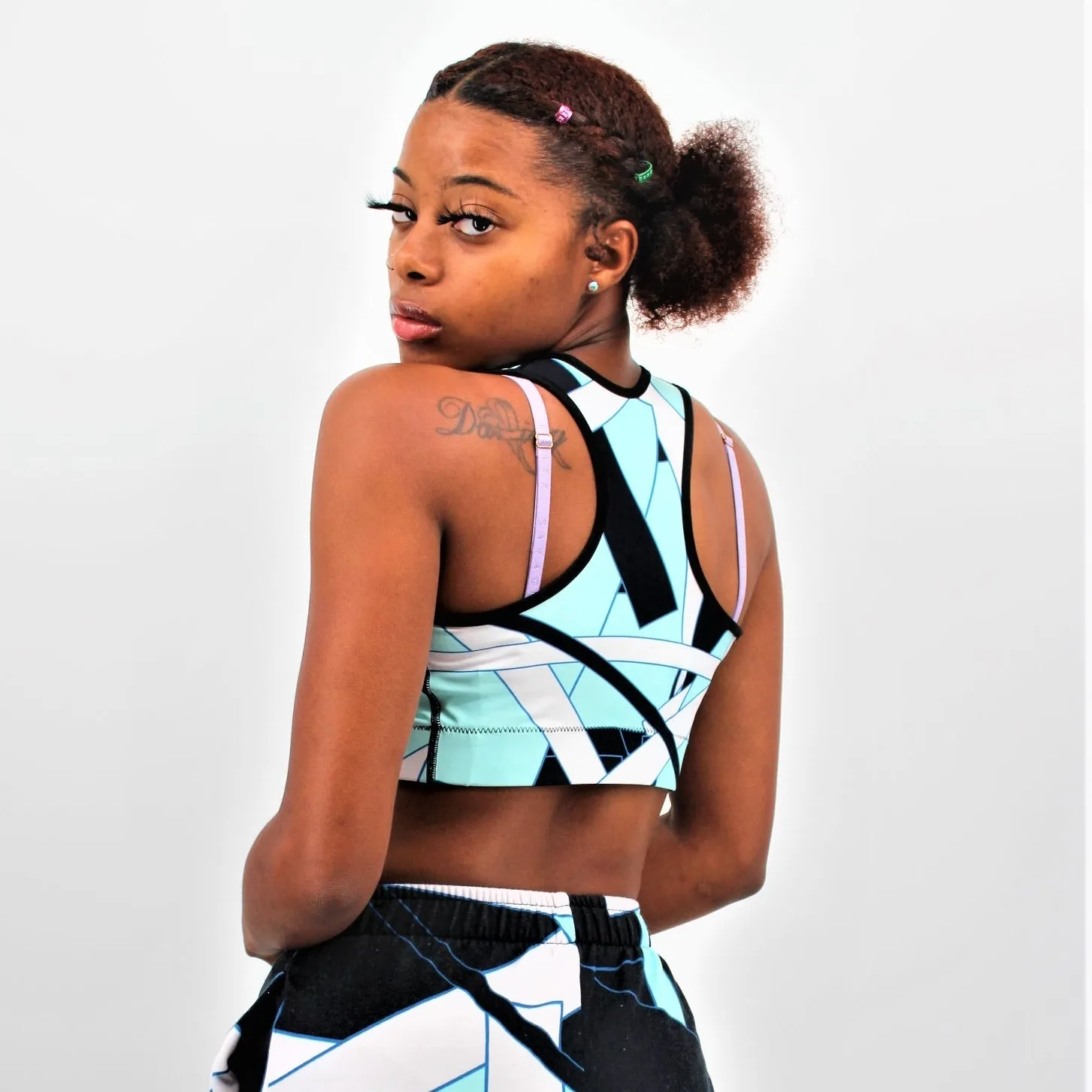 Bright Blue Geometric Sports bra
