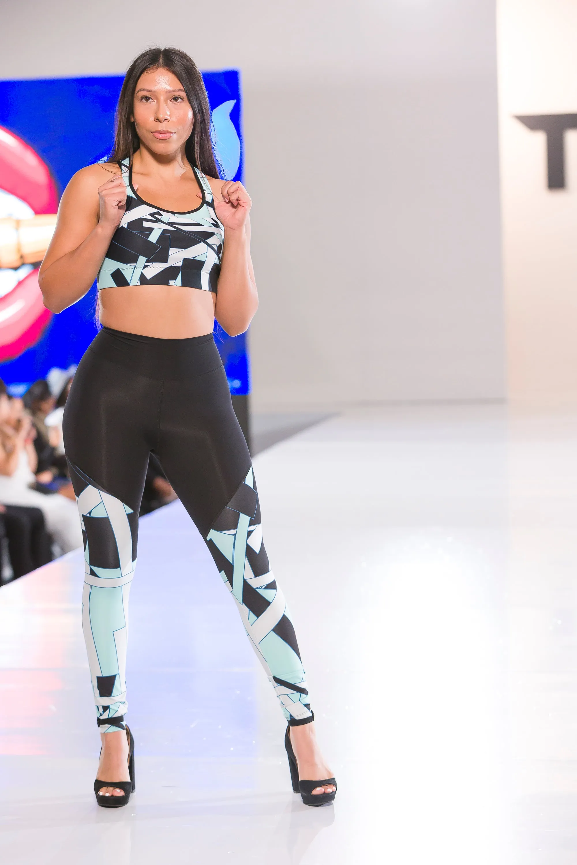Bright Blue Geometric Sports bra