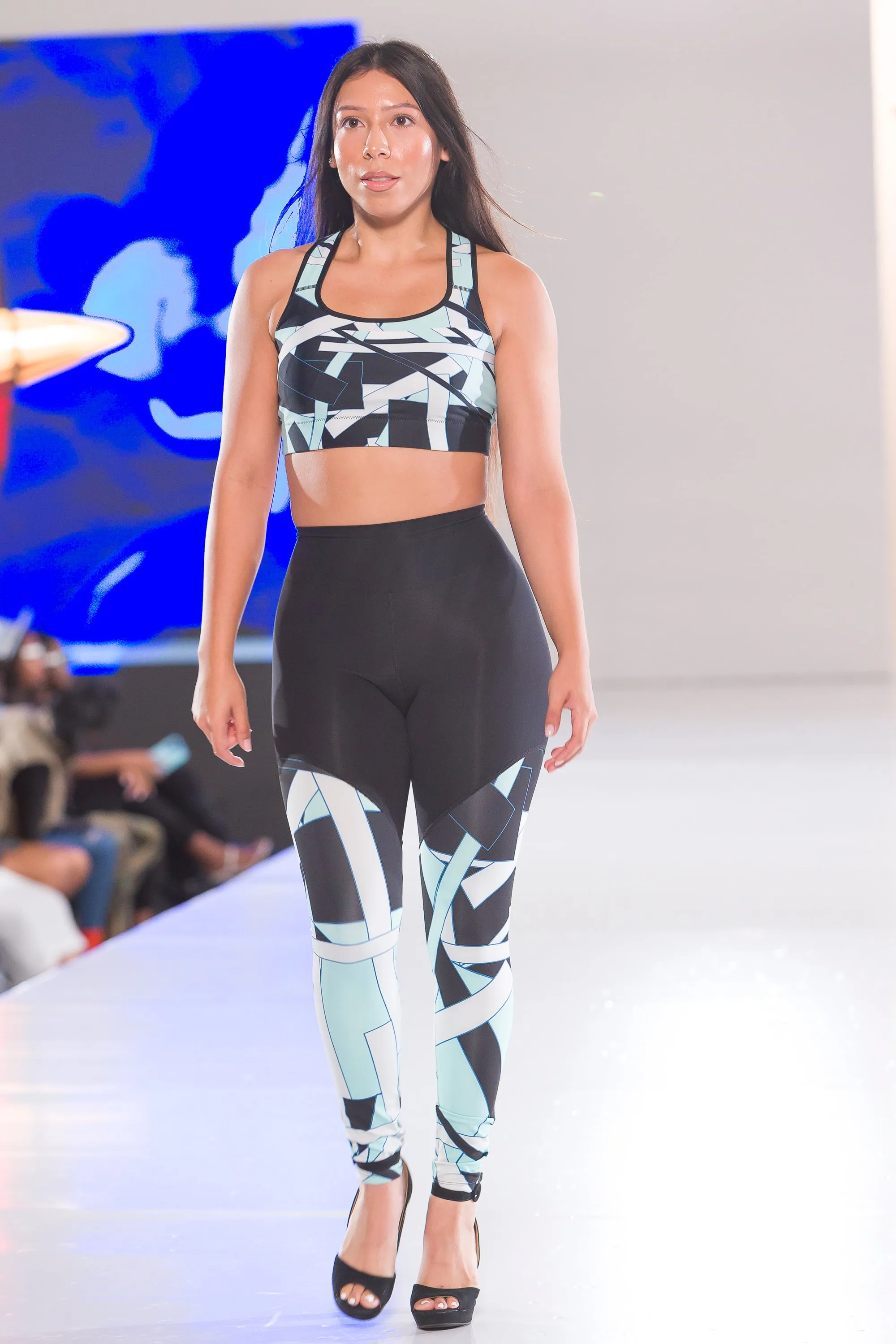 Bright Blue Geometric Sports bra