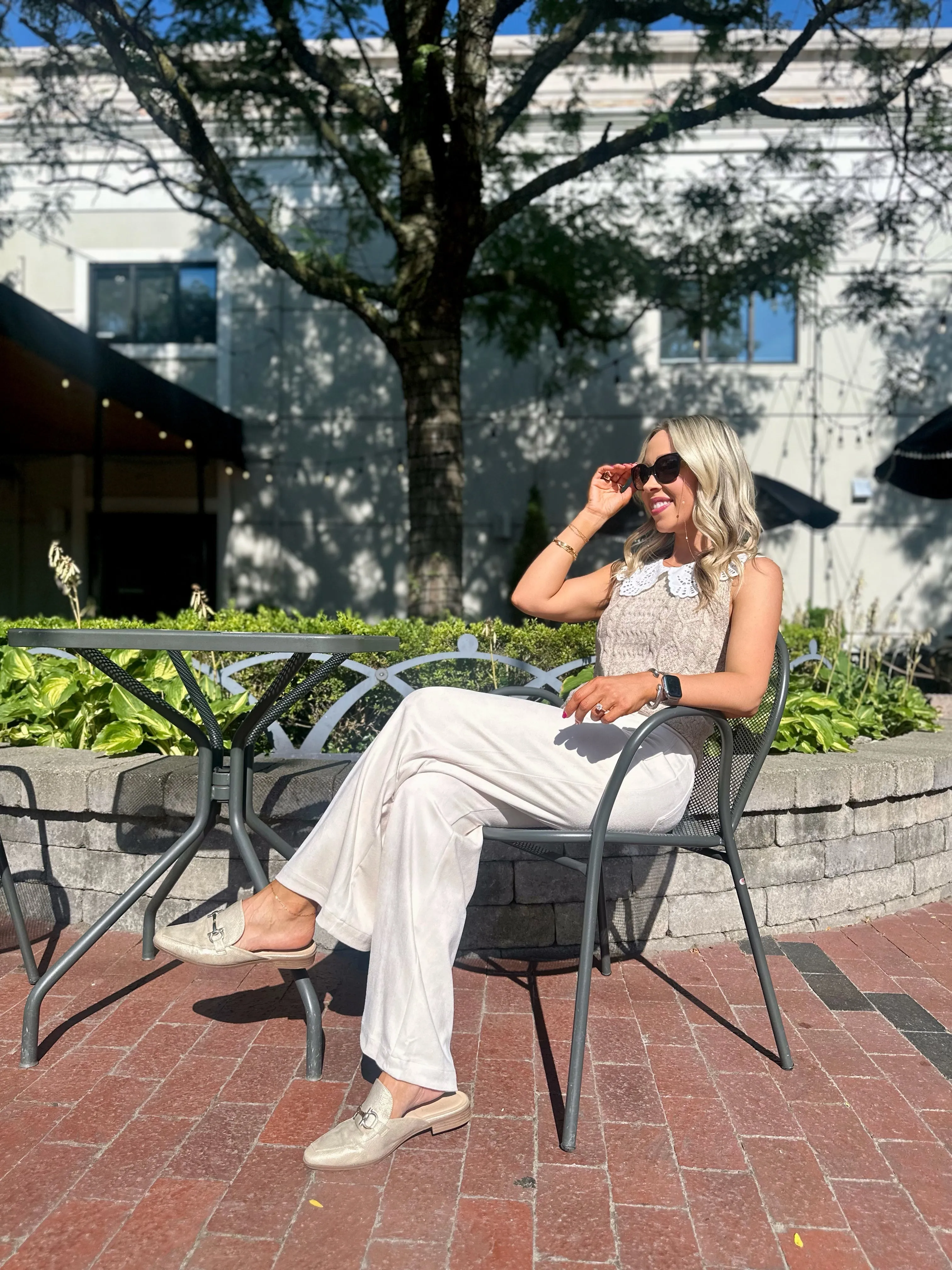Café Couture Collared Eyelet Top
