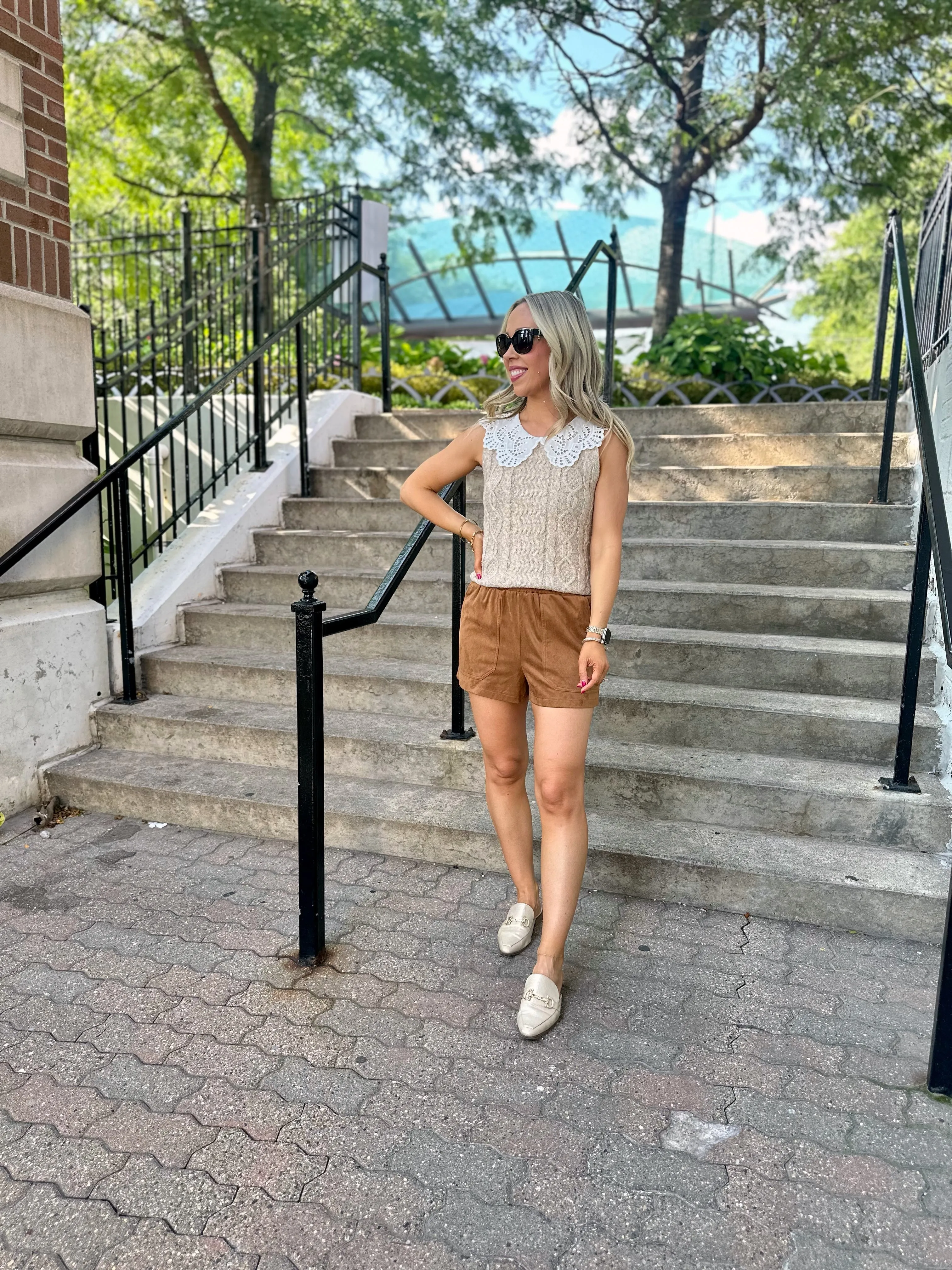 Café Couture Collared Eyelet Top