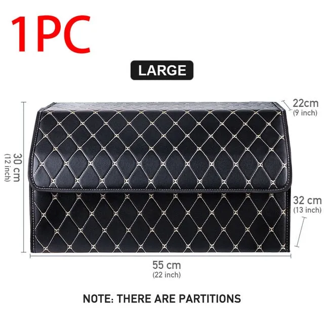 Car Trunk Organizer Storage Box PU Leather Auto Organizers Bag Folding Trunk Storage Pockets for Vehicle Sedan SUV Accessories