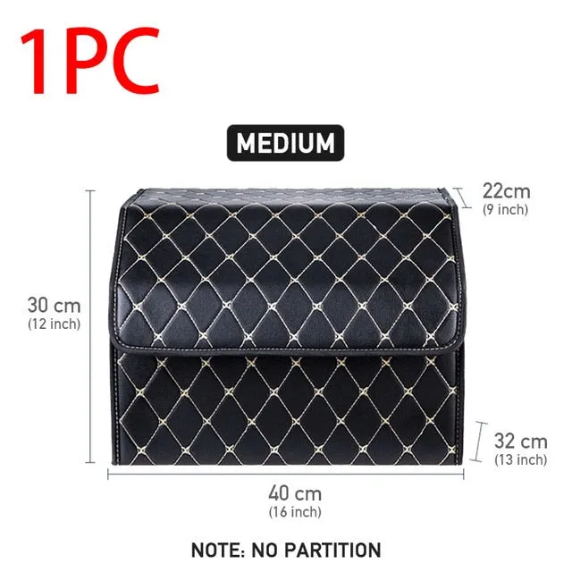 Car Trunk Organizer Storage Box PU Leather Auto Organizers Bag Folding Trunk Storage Pockets for Vehicle Sedan SUV Accessories