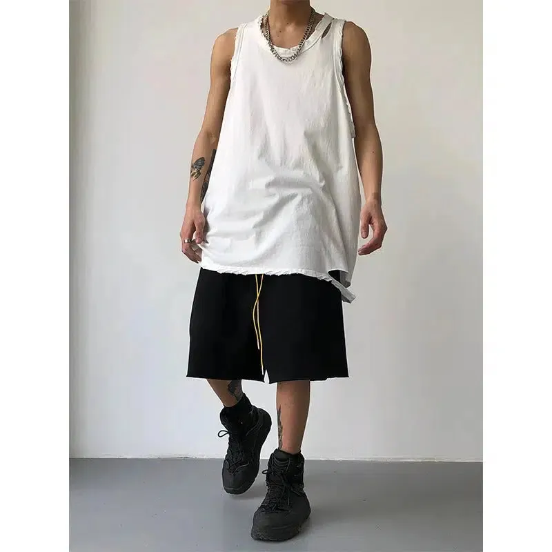 Casual Distressed Longline Vest