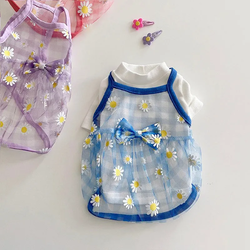 Cat And Dog Daisy Printed Mesh Vest
