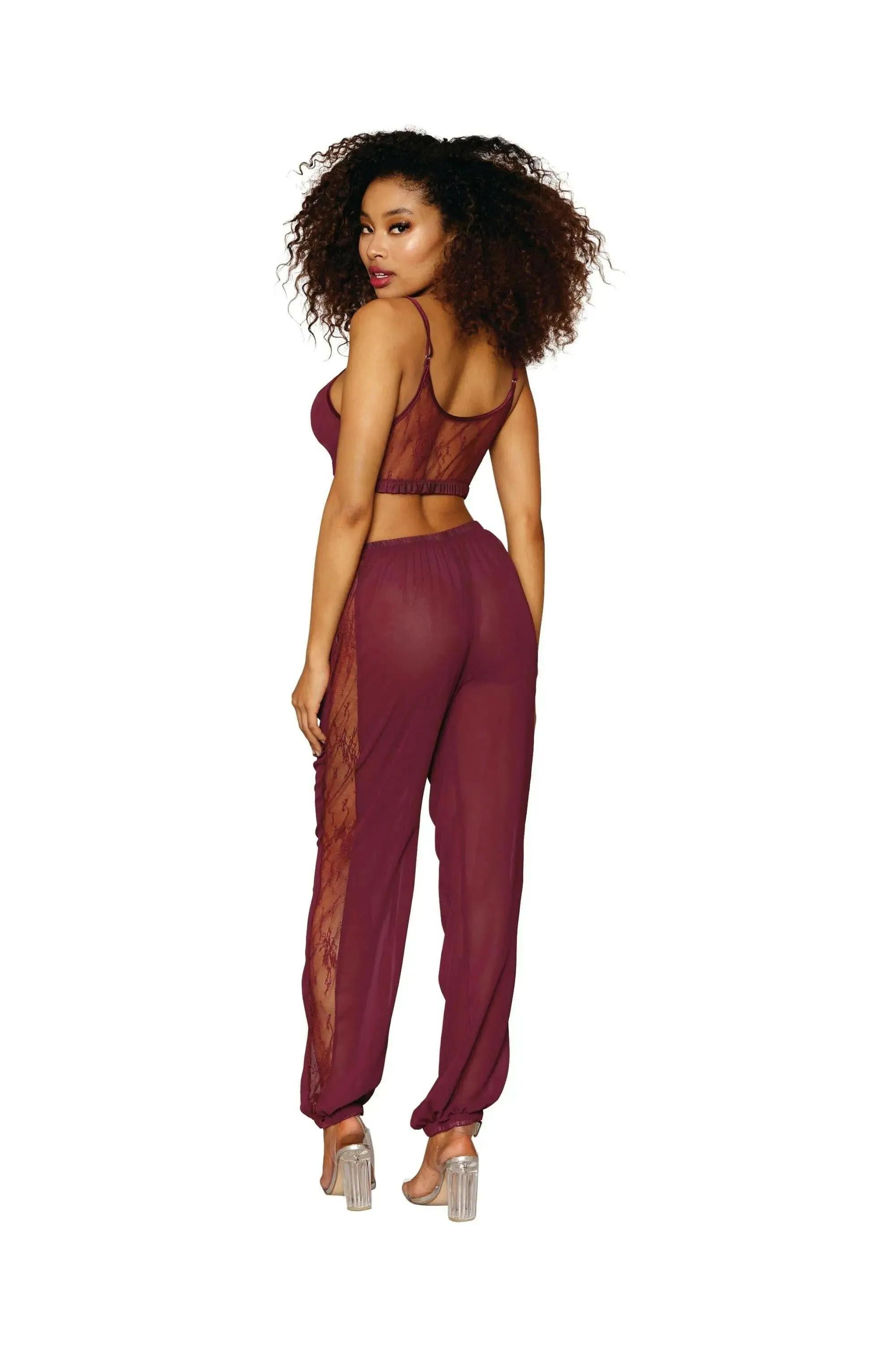Chiffon and Lace Pajama Set
