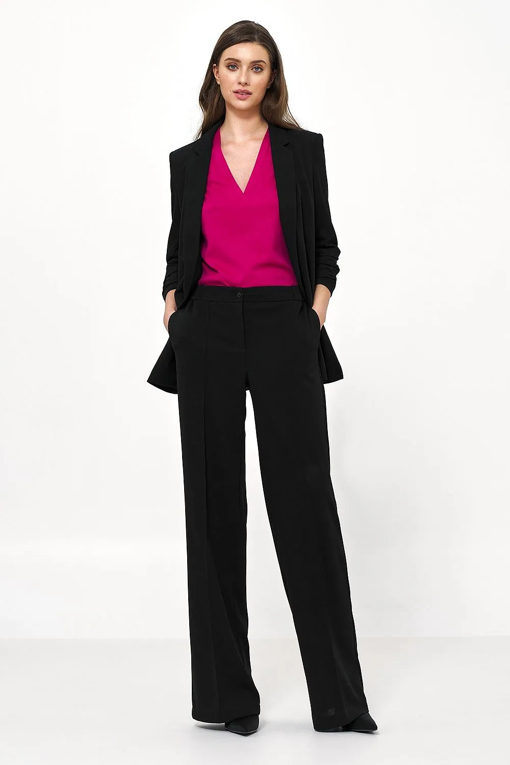 Creased-Sleeve Blazer Jacket Elegance