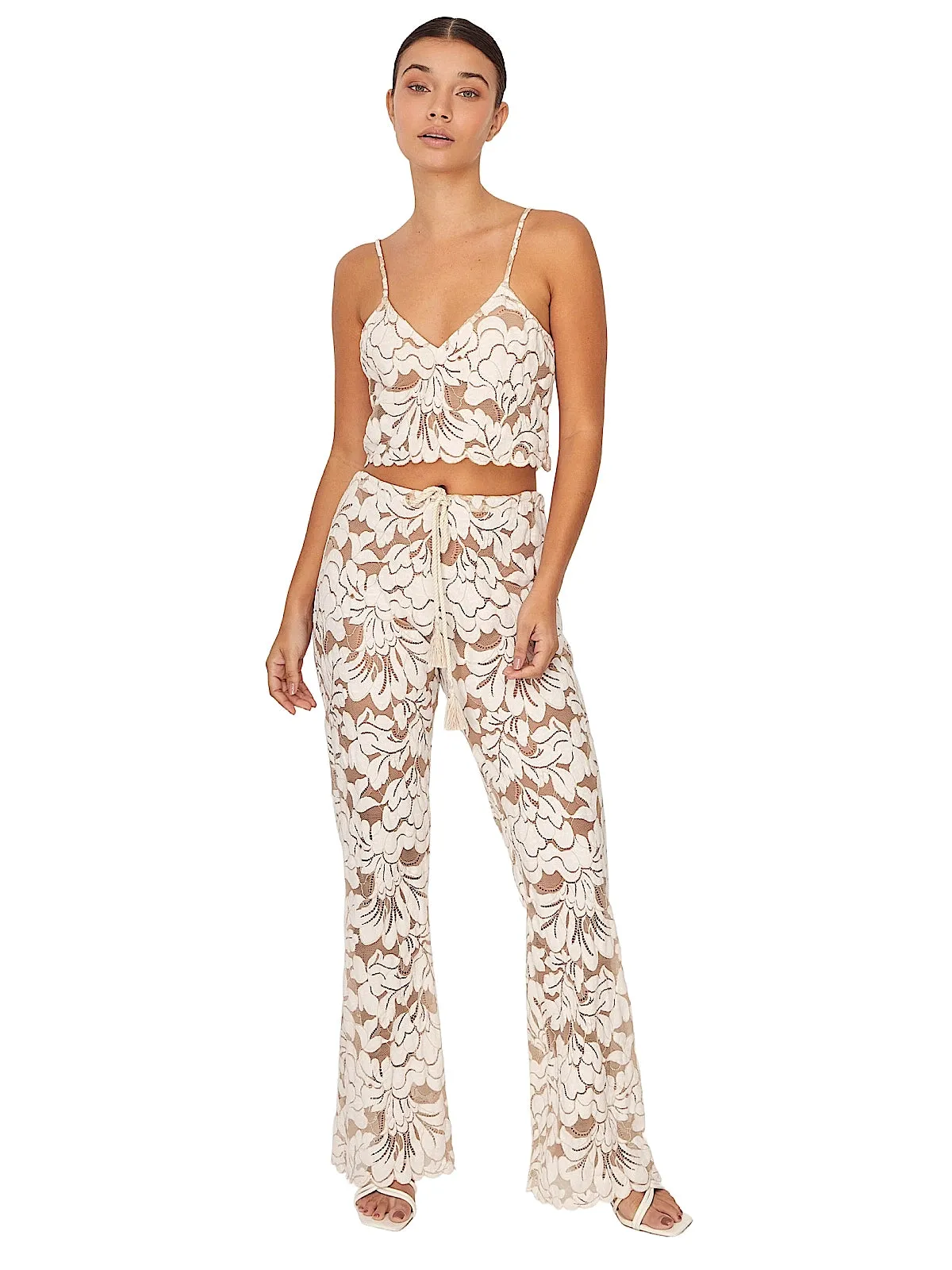 Creme-403 Camisole Crop-Creme 496 Pants