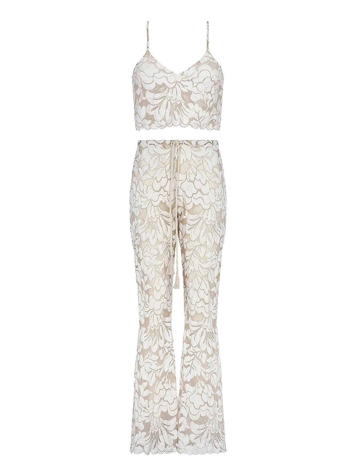 Creme-403 Camisole Crop-Creme 496 Pants