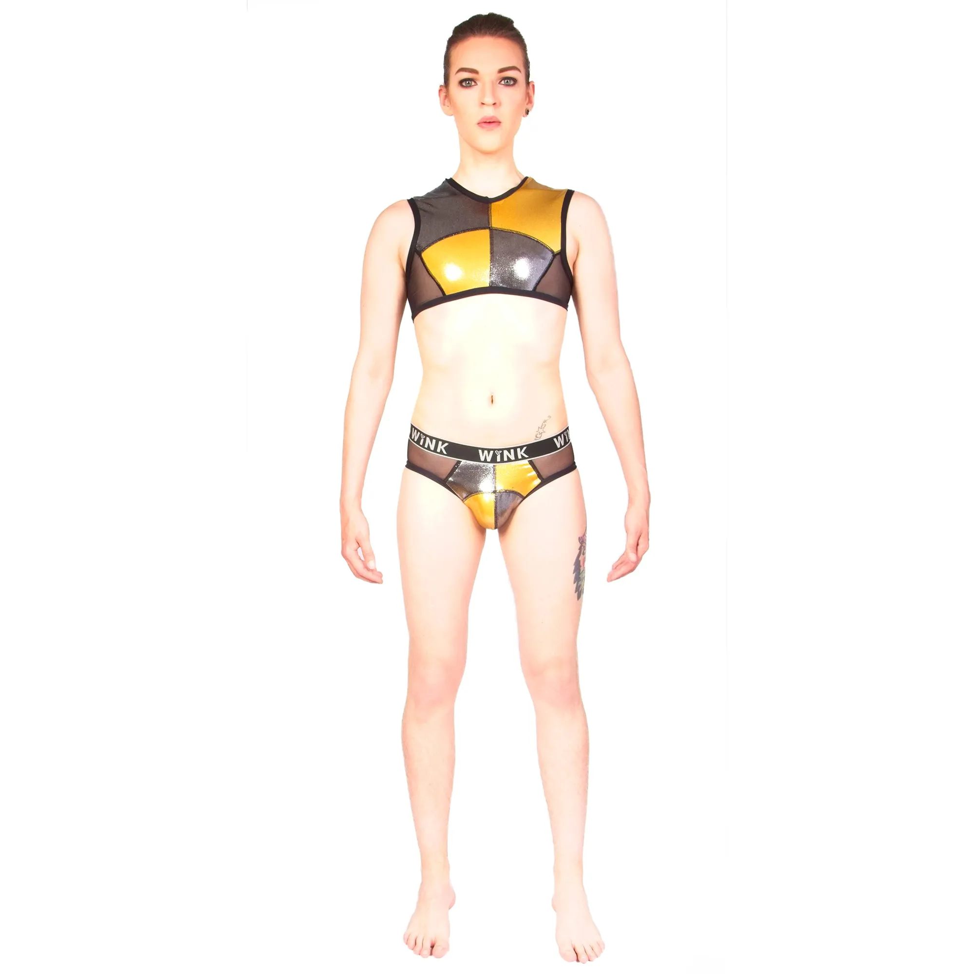 Damian Shorts With Mesh - Gold / Silver