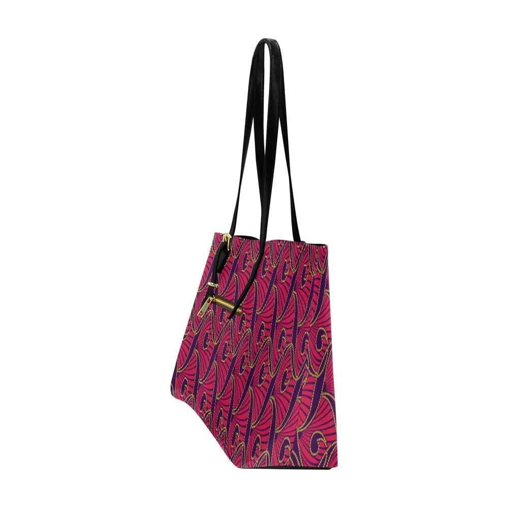Damola African Print Euramerican Leather Tote Bag- Large