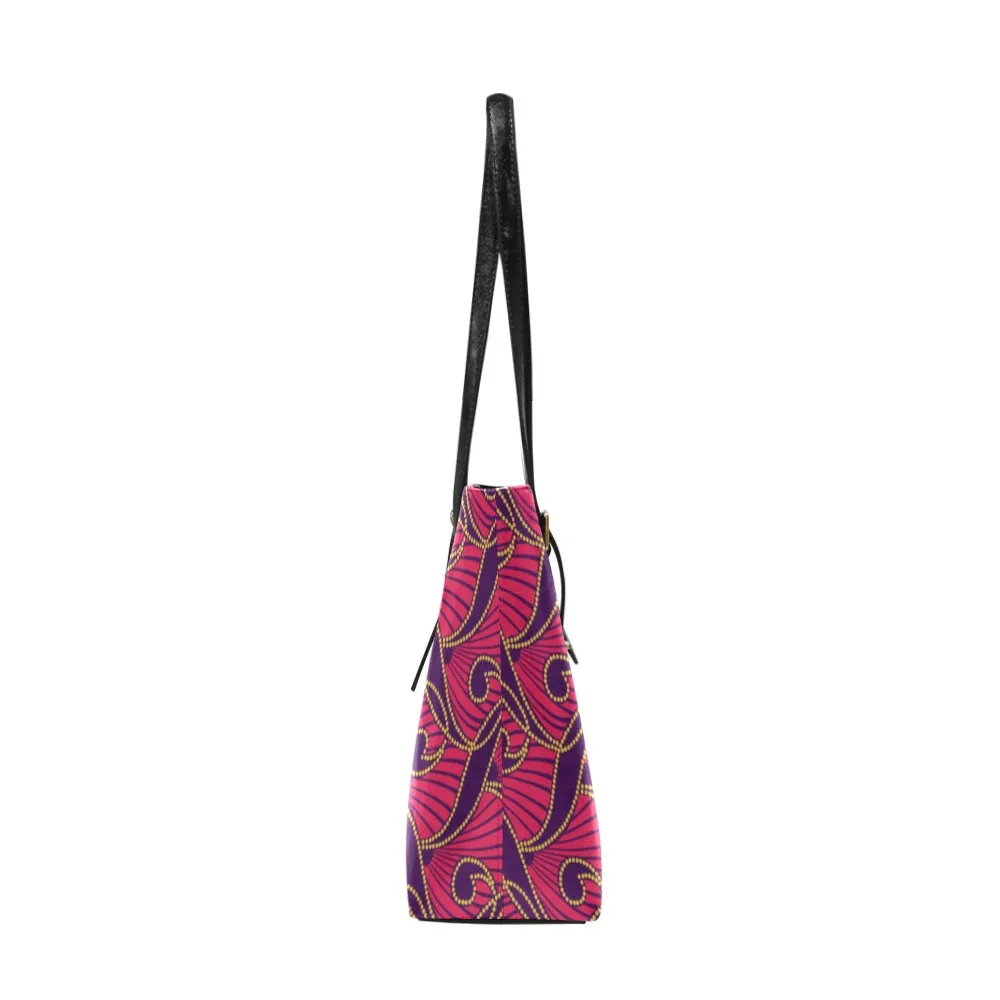Damola African Print Euramerican Leather Tote Bag- Large