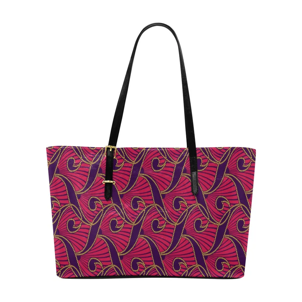 Damola African Print Euramerican Leather Tote Bag- Large