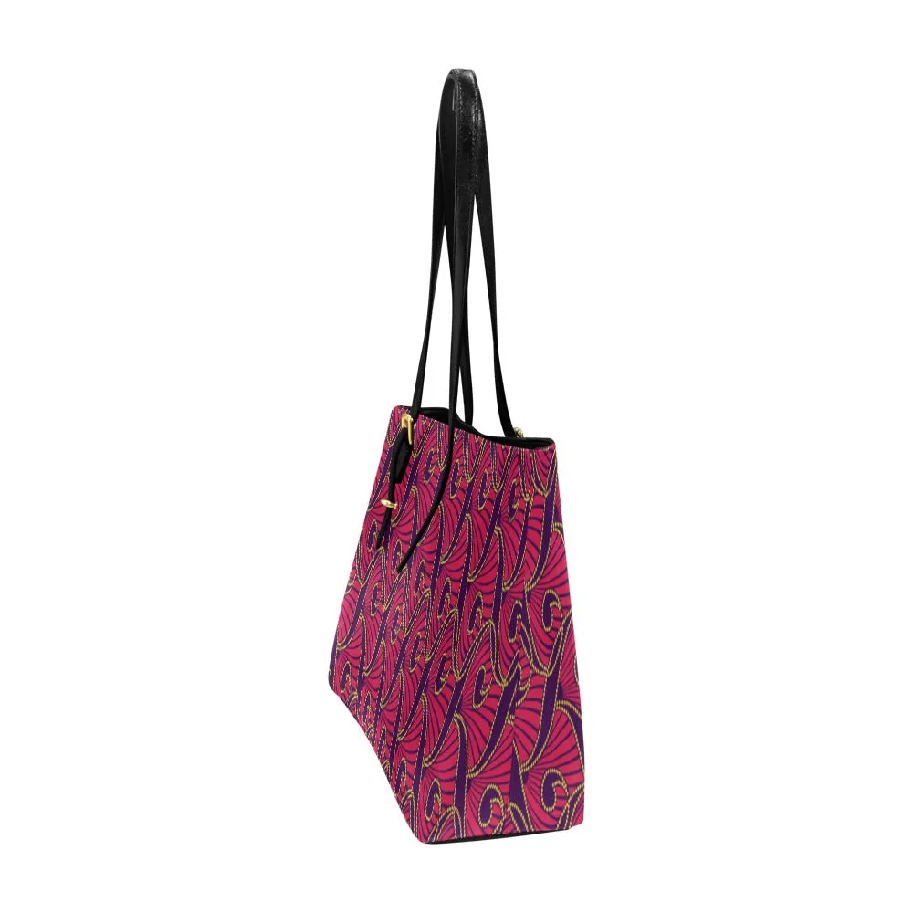 Damola African Print Euramerican Leather Tote Bag- Large