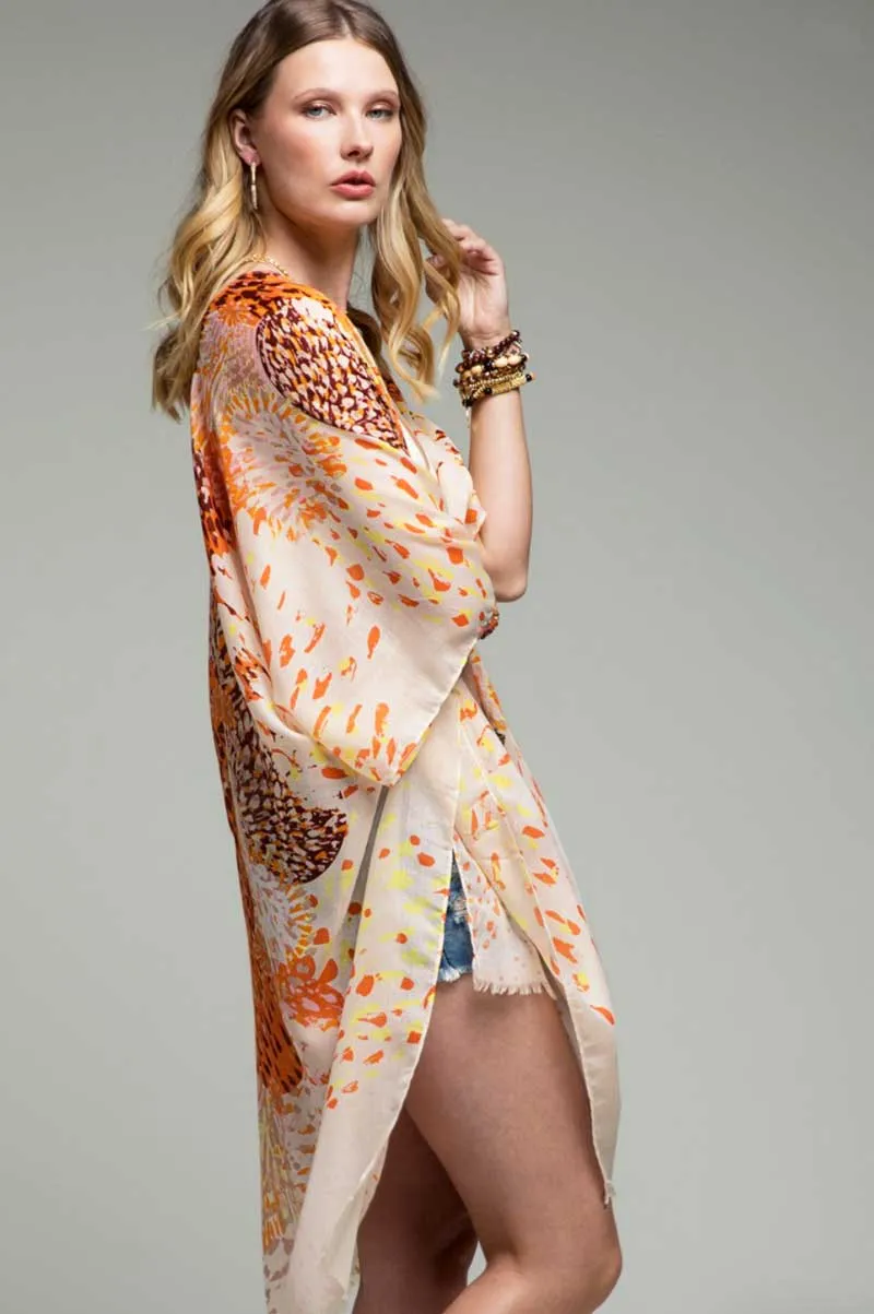 Dandelion Print Kimono